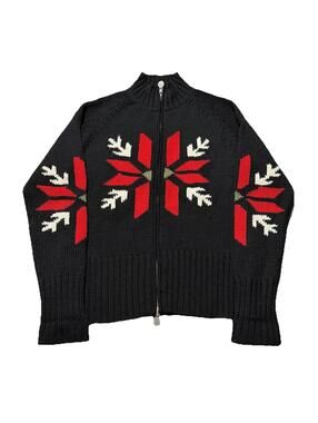 Neve Designs Womens Wool Apres Ski Zip Sweater Snowflake Winter Lodge Medium